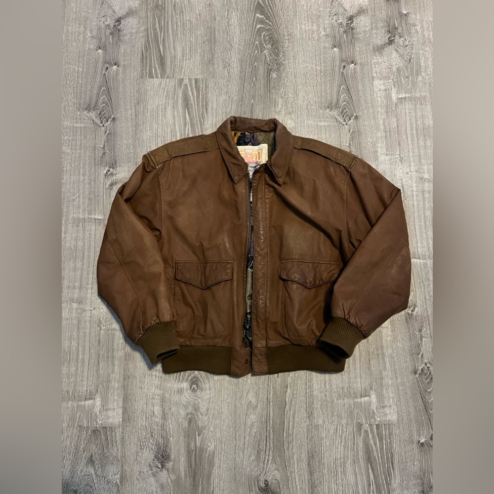 Vintage leather bomber jacket